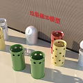 Public Facilities Trash Can 3D Models with Various Colors and Modern Designs 3d model