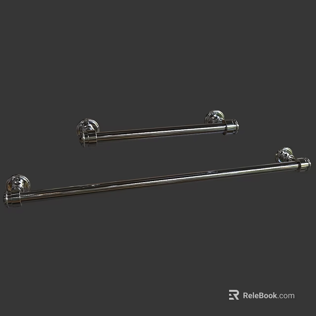 Durable Chrome Bathroom Cabinet Rack Featuring Double Towel Hanging Bars 3d model 