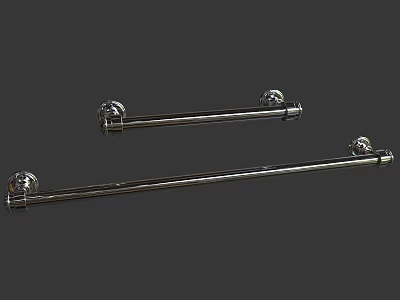 Durable Chrome Bathroom Cabinet Rack Featuring Double Towel Hanging Bars 3d model