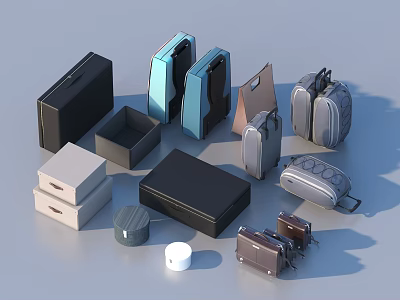 Assorted Daily Life Items Including Storage Boxes Handbags And Travel Cases 3d model