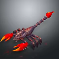Fantasy Scorpion Creature With Flaming Red Claws And Tail For Game Character Design