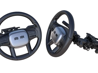 Two Different Car Steering Wheels With Control Buttons And Mounting Brackets 3d model