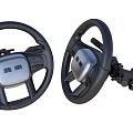 Two Different Car Steering Wheels With Control Buttons And Mounting Brackets