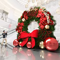 Festive Christmas Photo Spot With Large Wreath Red Bow Decorative Balls And Merry Christmas Sign