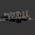 Modern 3D Scene Design With Stone Structures Wooden Elements And Black Truck