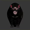 Black Bodied Game Movie Character With Pink Nose Red Ears And Open Mouth