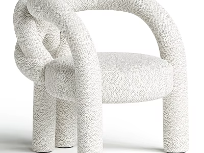 Modern White Woven Accent Chair Featuring Curved Armrest And Minimalist Design 3d model