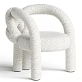 Modern White Woven Accent Chair Featuring Curved Armrest And Minimalist Design