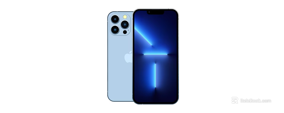 Apple iPhone Smartphone With Triple Camera Light Blue Back And Dynamic Blue Screen 3d model 
