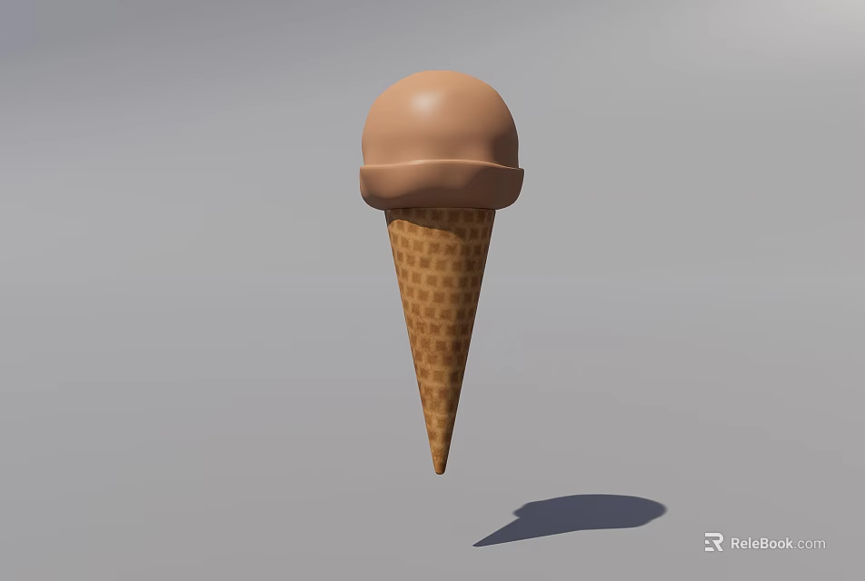 Delicious Chocolate Ice Cream Cone In Crispy Waffle Cone As Frozen Beverage Treat 3d model 