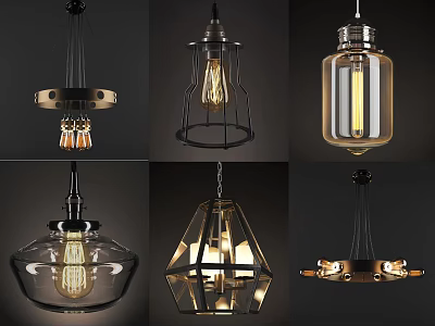Various Modern Pendant Lights With Different Designs For Home Interior Lighting 3d model