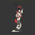 Game Movie Character Red White Gray Mech Robot With Mechanical Armor Design