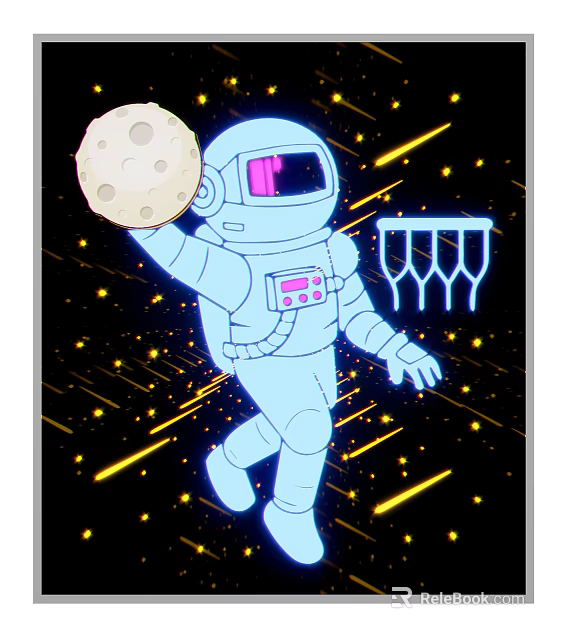 Creative Space Themed Decorative Light With Astronaut Moon And Stars Design 3d model 