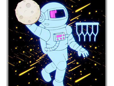 Creative Space Themed Decorative Light With Astronaut Moon And Stars Design 3d model