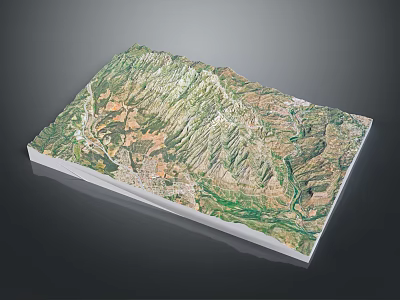 Detailed 3D Mountainous Terrain Model With Lush Green Vegetation And Deep Valleys 3d model