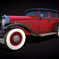 Vintage Red Classic Car Sedan Featuring White Wall Tires And Red Spoke Wheels