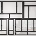 Various Modern Window Designs With Glass Panels And Black Frames 3d model