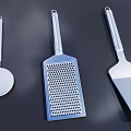 Stainless Steel Kitchen Tools With Long Handle Grater Spatula And Round Pizza Cutter