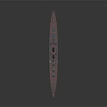 Detailed Dark Blue Warship Model With Red Deck And Tall Masts