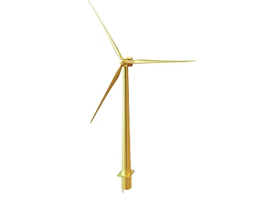 Golden Wind Turbine With Three Blades For Renewable Energy Generation 3d model