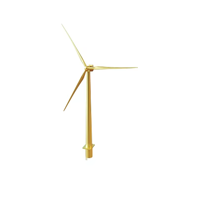 Golden Wind Turbine With Three Blades For Renewable Energy Generation 3d model