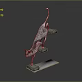 Silver Cat Sculpture Standing Gracefully on Stacked Platforms Decorative 3d model