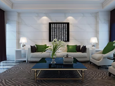 Sofa coffee table combination 3d model