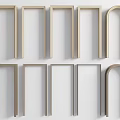 Various Shaped Door Frames in Light and Dark Colors Arranged on White Background 3d model