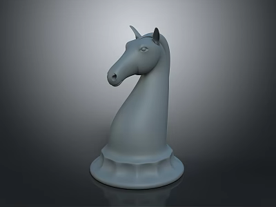Gray Horse Head Decorative Ornament With Round Base For Daily Life Use 3d model