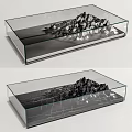 Modern Glass Coffee Table With Black And Silver Mountain Shaped Decorations 3d model