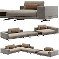 Gray Fabric Modular Sectional Sofa Set With Brown Cushions And Black Legs 3d model