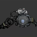 Futuristic Sci Fi Character Wearing Mechanical Armored Suit With Helmet And Cybernetic Gear