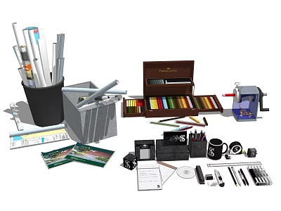 Complete Office Stationery Set With Pens Folders Ink Cartridges Printer Paper And Mug 3d model