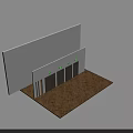 Silver Double Doors With Handles Green Signs White Walls And Wooden Flooring