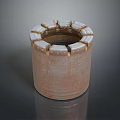 Rustic Brown Cylindrical Ashtray with Notched Edges and Textured Surface for Home Use 3d model