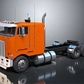 Orange Semi Truck Cab With Chrome Accents And Large Dual Rear Wheels 3d model