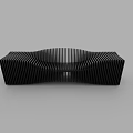 Modern Black Wavy Leisure Sofa Set With Vertical Stripes Design