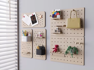 Solid Wood Cave Board Photo Wall Stereo Wall Decorative Board Storage Rack Clothes Hook Bag Jewelry 3d model