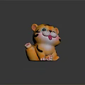 Cute Orange Tiger Doll With Black Stripes Smiling Face And Pink Paws