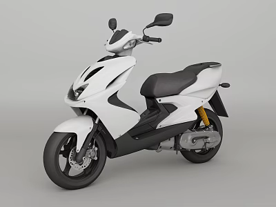 White Modern Scooter With Black Seat And Streamlined Body Design 3d model