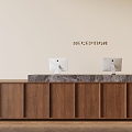 Antique Front Desk Reception Desk Bar Desk 3d model