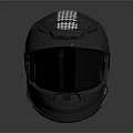 Black Motorcycle Helmet Design With White Perforated Pattern And Tinted Visor 3d model
