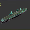 Aircraft Carrier 3D Model Featuring Flight Deck Runway and Structure on Gray Background 3d model