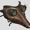 Ornate Steampunk Mask With Brass Decorative Engravings Goggle Lenses And Pointed Nose