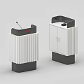 Two Modern Office Podiums With White Gray Design Microphone And Cabinet Storage