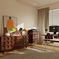 Modern Middle Ancient Study Middle Style Decorative Cabinet Middle Style Desk Middle Style Ornaments Modern Middle Style Decorative Painting 3d model