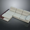 Modern L Shaped Light Beige Sofa With Comfortable Cushions And Wooden Frame