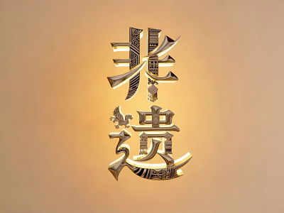 Artistic Chinese Character Fei Gui Metallic Wall Hanging with Unique Design for Home Decoration 3d model