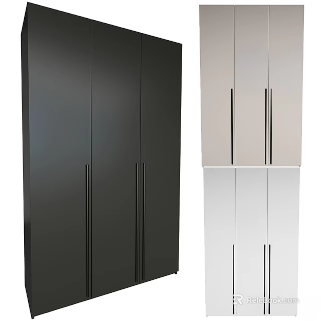 Modern Black and Light Colored Storage Cabinet with Smooth Surface and Door Design 3d model 