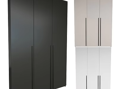 Modern Black and Light Colored Storage Cabinet with Smooth Surface and Door Design 3d model
